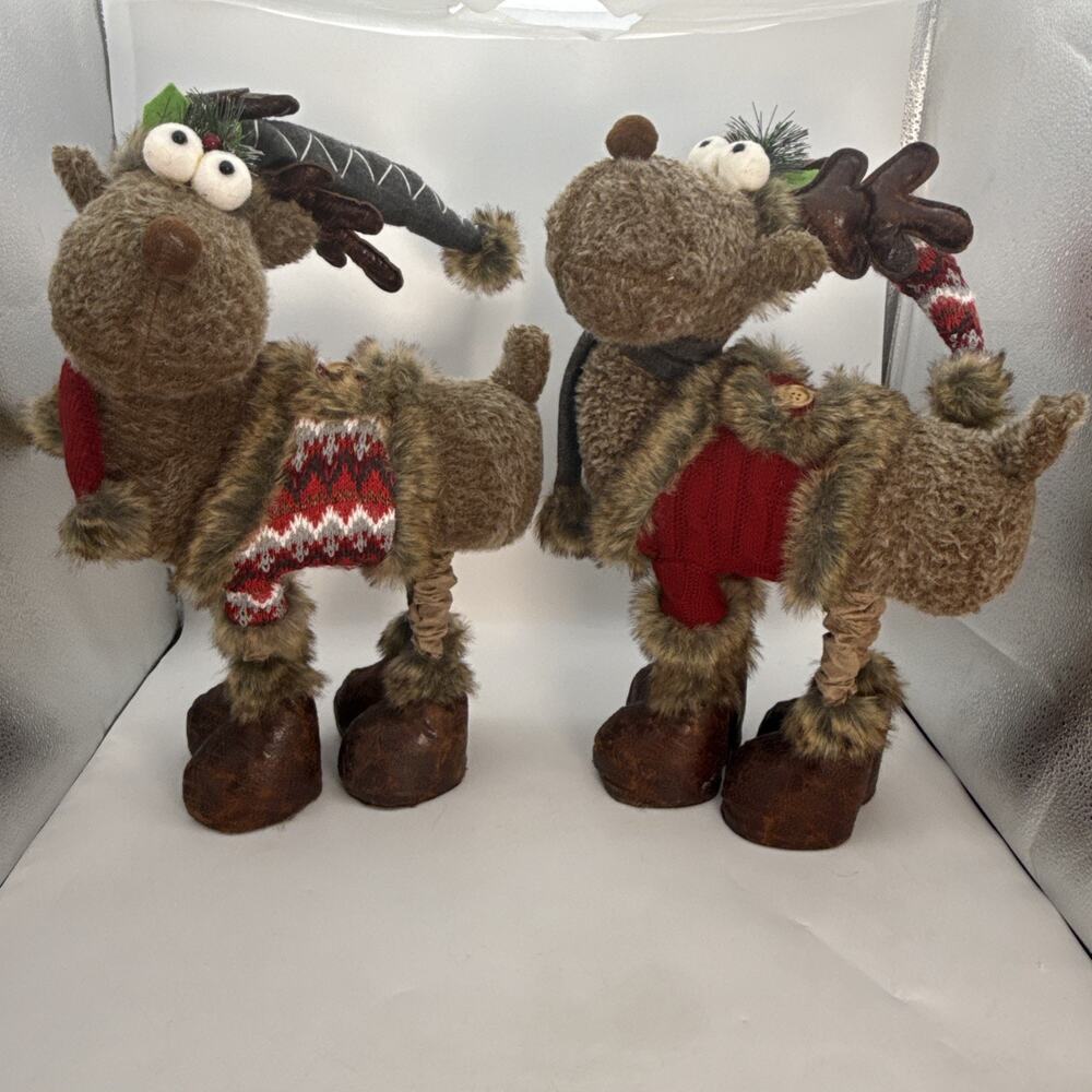 Members Mark Plush Moose Christmas Décor Set of 2 Adjustable Legs 29" To 37" Box